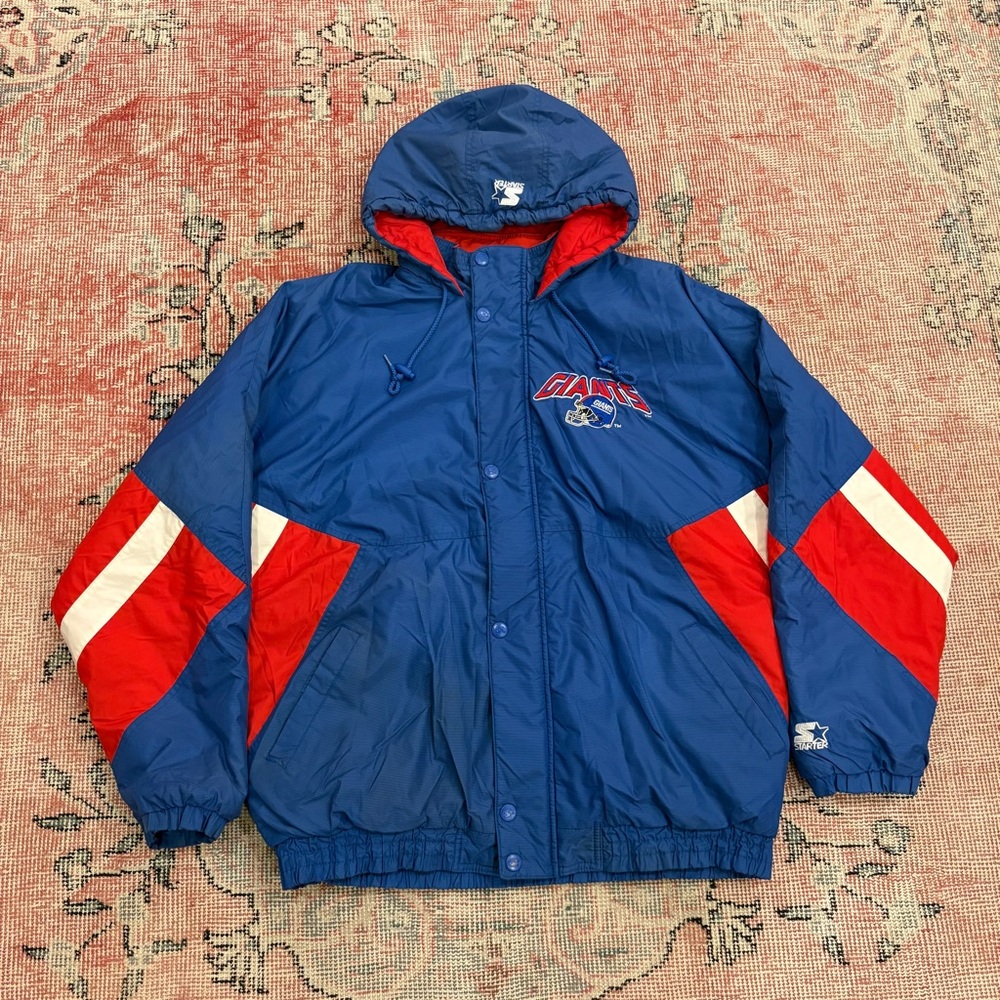 Vintage Starter New York Giants Full Zip Jacket Adult Size XL 90s NY Men's Hood
